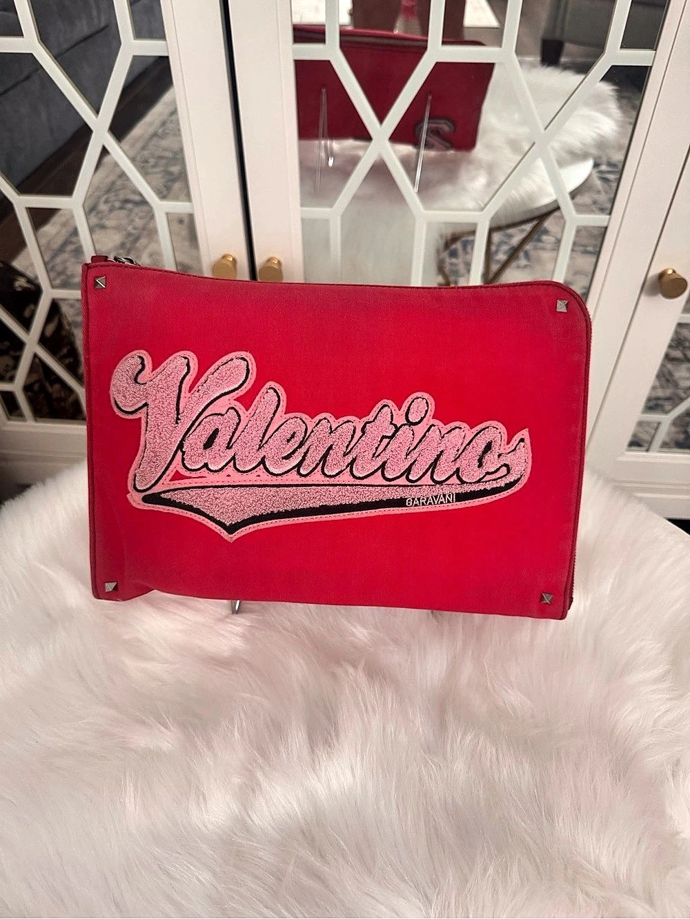 Valentino Garavani Terrycloth Logo Document Case / Clutch Bag